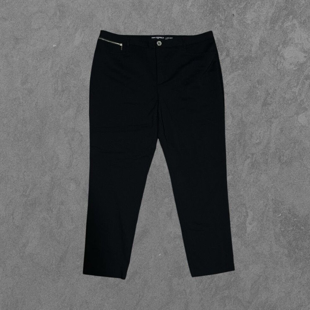 KARL LAGERFELD | Black Ankle Crop Dress Pants Trousers with Gold Detail Size 12